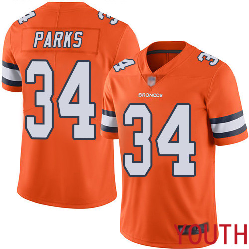 Youth Denver Broncos #34 Will Parks Limited Orange Rush Vapor Untouchable Football NFL Jersey